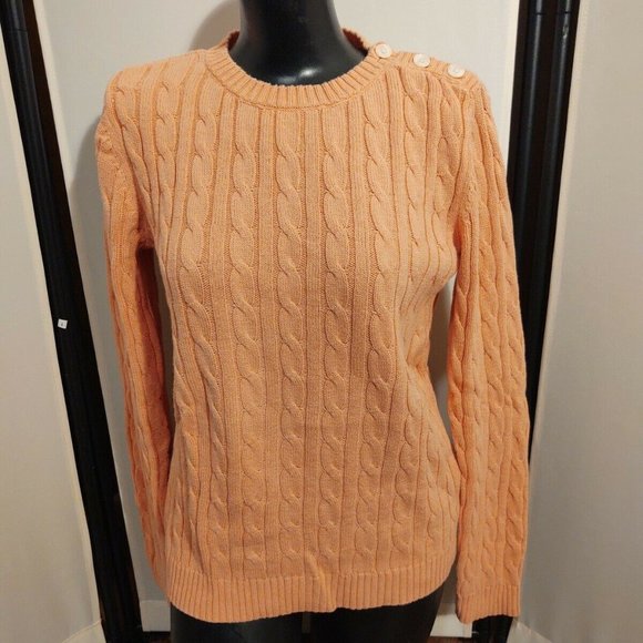 Croft Barrow Button Shoulder Cable Knit 